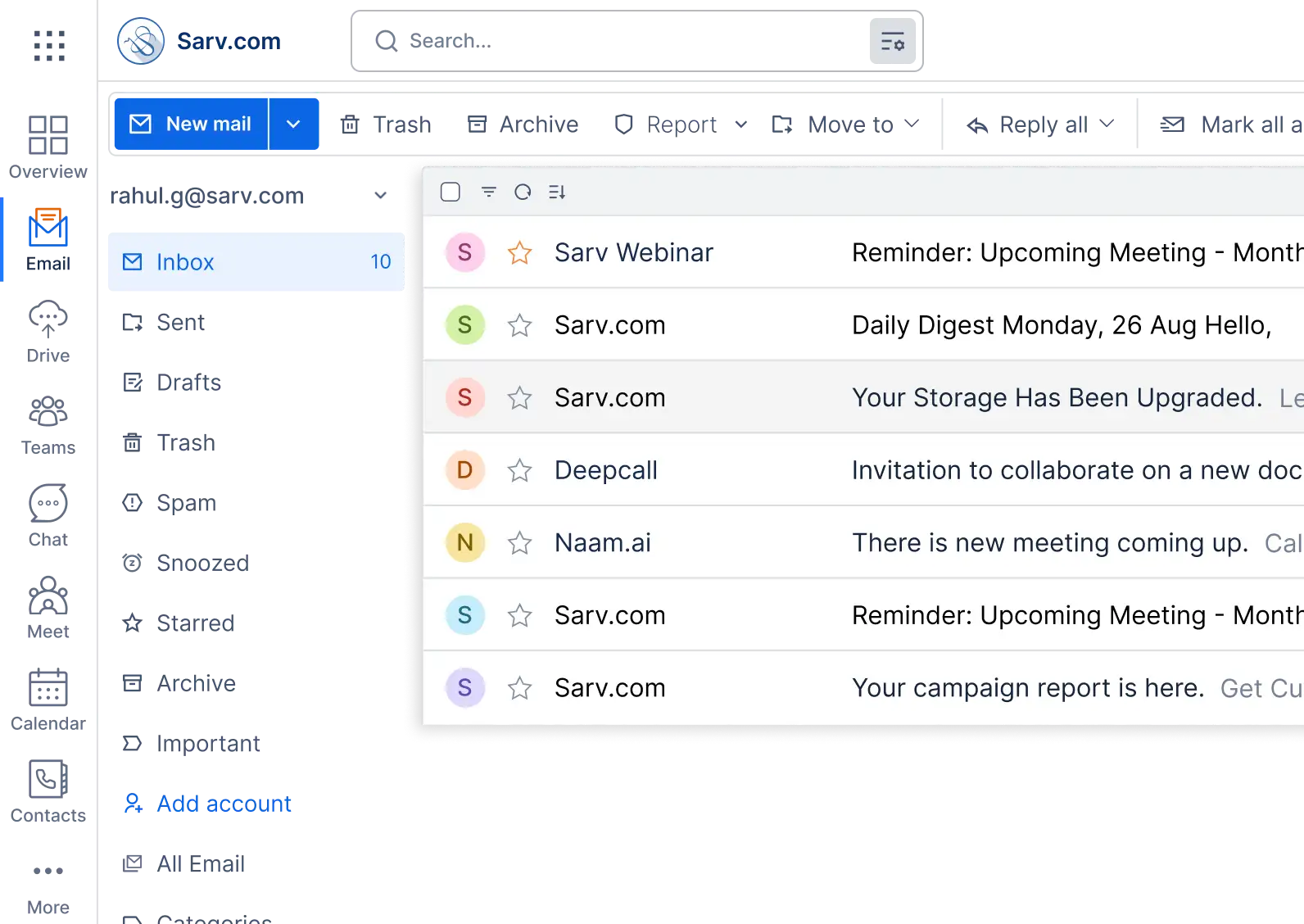Sarv user-friendly email solution for enhanced productivity