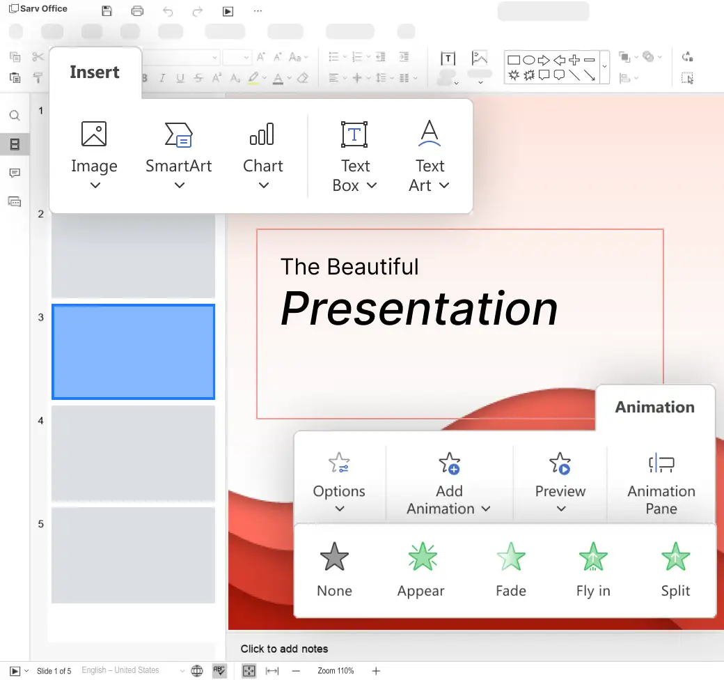 Dynamic presentation tools for easy creation