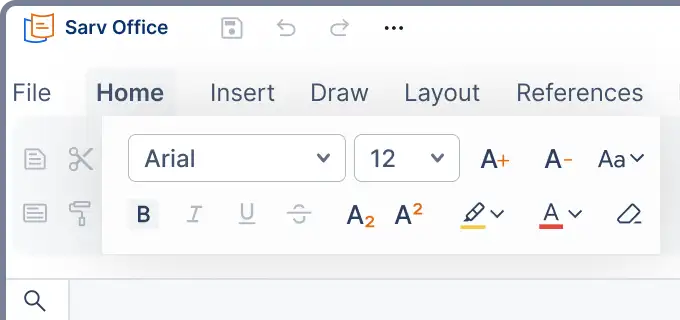 Rich text editor interface for creating and formatting documents