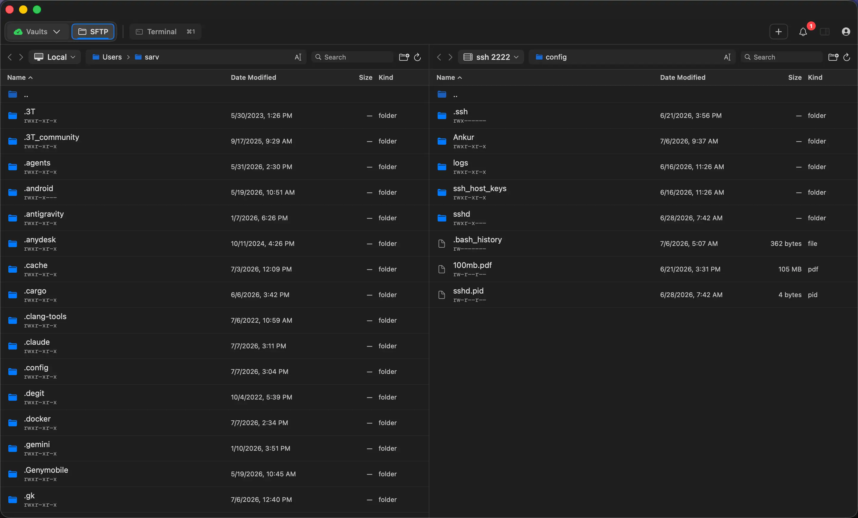 SFTP / SCP file manager